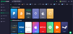 Medios de retiro de Freecash, cómo retirar dinero de Freecash